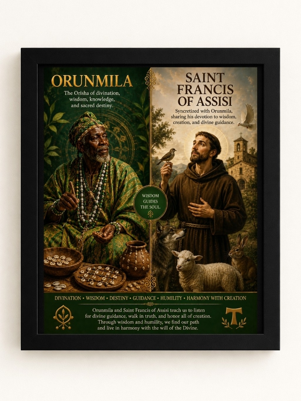 Orunmila and Saint Francis of Assisi 8x10 Frame A.I. Art Print